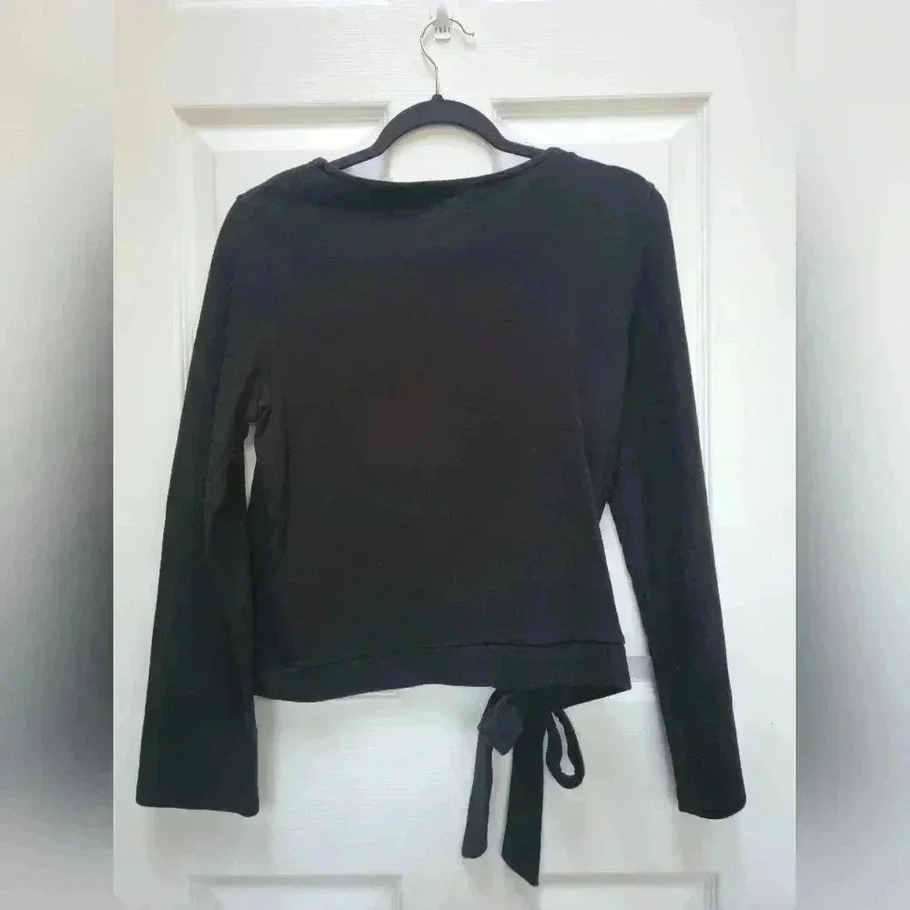 Madewell Women's Black Side Tie Long Sleeve Top Size Medium - Picture 2 of 3